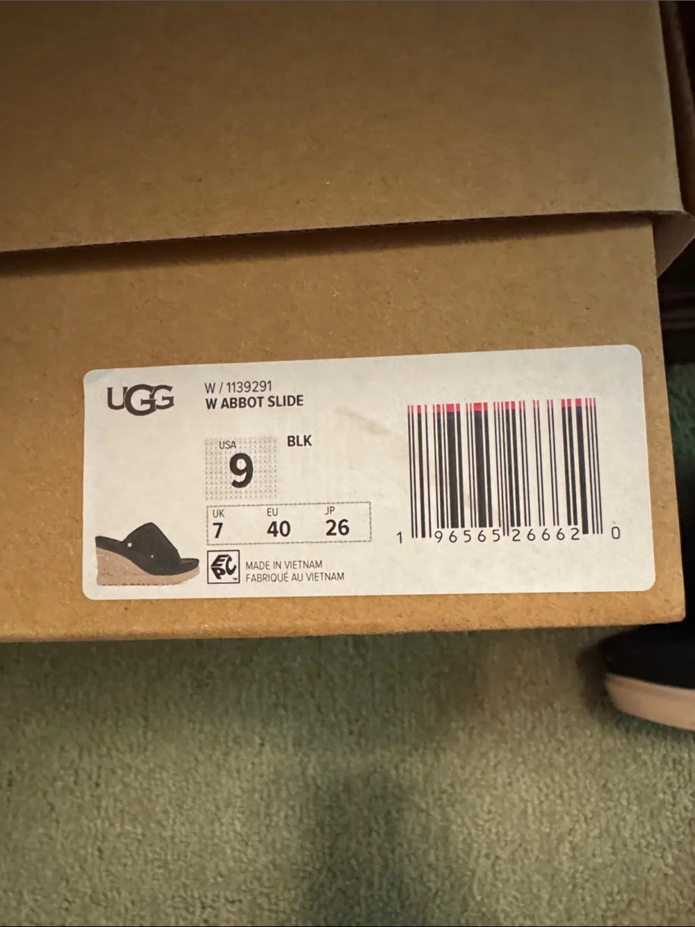 UGG Black Suede Rope-Wedge Slide Sandals